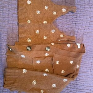 Madewell Golden Sweater with White Floral Embroidery